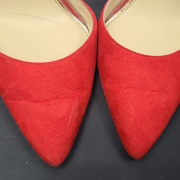 Jessica Simpson Postrie Pump Red Suede Stiletto Heels Ankle Strap Pointed Toe - Picture 8 of 9